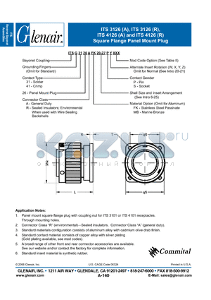 ITSG3126RFK datasheet - Square Flange Panel Mount Plug