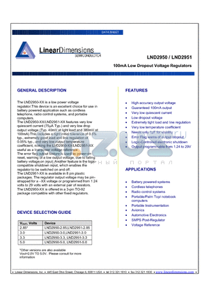 LND2951-2.85 datasheet - 100mA Low Dropout Voltage Regulators