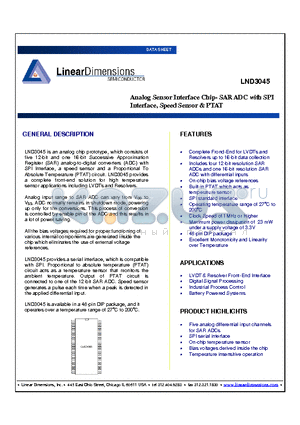 LND3045 datasheet - Analog Sensor Interface Chip- SAR ADC with SPI