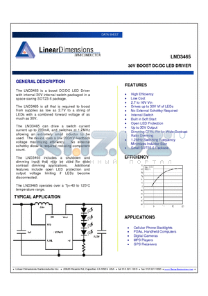 LND3465 datasheet - LND3526H/L-/CB DUAL USB POWER CONTROL SWITCH