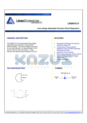 LND431 datasheet - Low-voltage Adjustable Precision Shunt Regulators