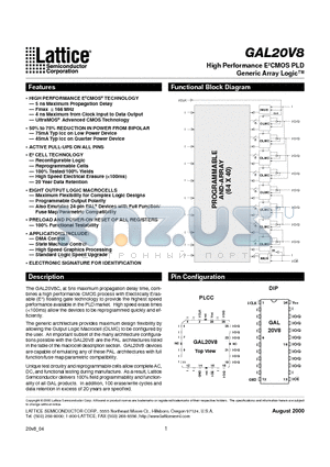 GAL20V8B-15LJ datasheet - High Performance E2CMOS PLD Generic Array Logic