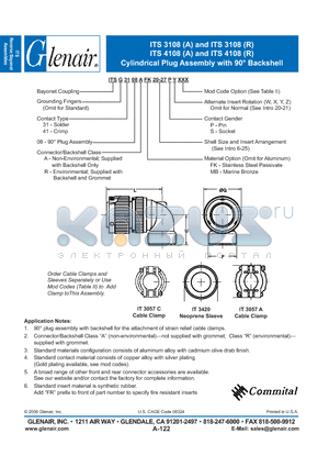 ITSG3108RFK datasheet - Cylindrical Plug Assembly with 90 Backshell