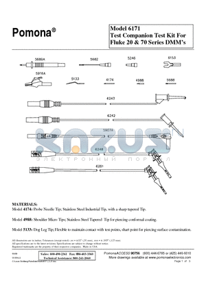 6171 datasheet - Test Companion Test Kit For Fluke 20 & 70 Series DMMs