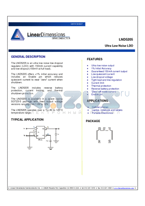 LND5205 datasheet - Ultra Low Noise LDO