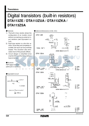 DTA113ZE datasheet - Digital transistors (built-in resistors)