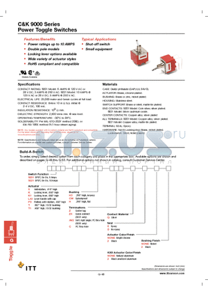 9201SHZ4QD22 datasheet - Power Toggle Switches