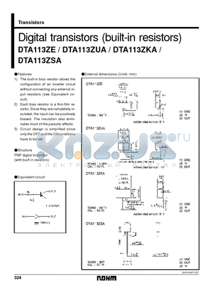 DTA113ZSA datasheet - Digital transistors (built-in resistors)