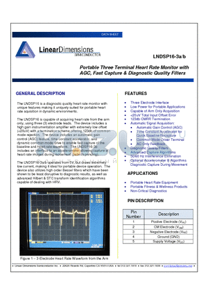 LNDSP16-3A datasheet - Portable Three Terminal Heart Rate Monitor