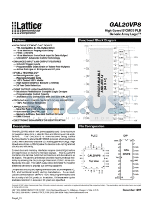 GAL20VP8B-25LP datasheet - High-Speed E2CMOS PLD Generic Array Logic