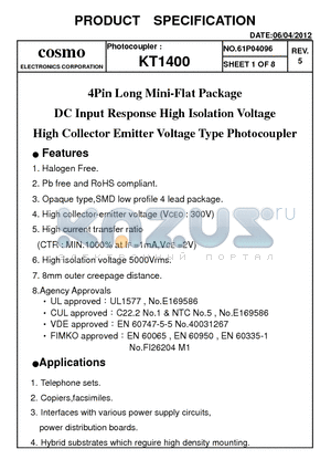 KT1400 datasheet - Pb free and RoHS compliant