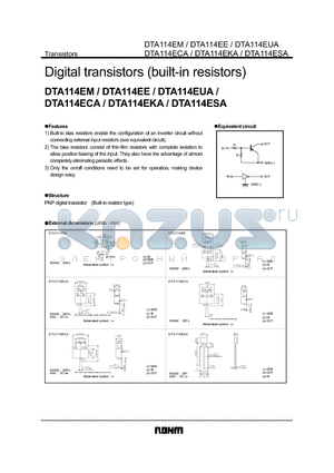 DTA114ECA datasheet - Digital transistors (built-in resistors)