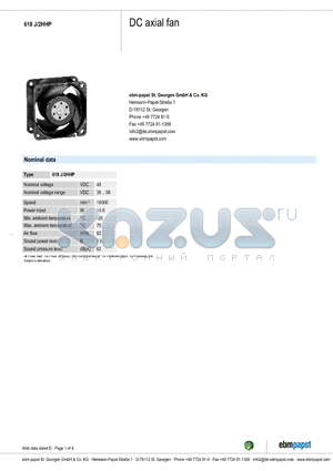 618J2HHP datasheet - DC axial fan