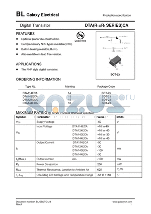 DTA114ECA datasheet - Digital Transistor