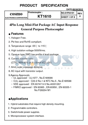 KT1610 datasheet - Pb free and RoHS compliant