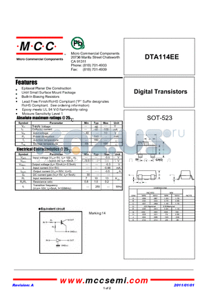 DTA114EE datasheet - Digital Transistors