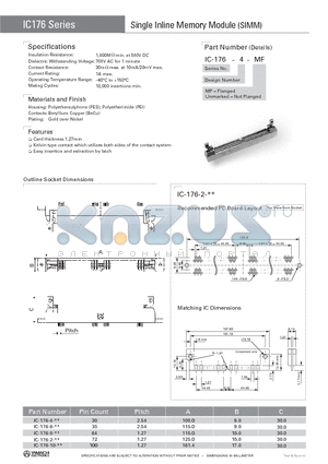 IC-176-2 datasheet - Single Inline Memory Module (SIMM)