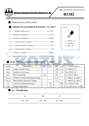 H1302 datasheet - NPN SILICON TRANSISTOR