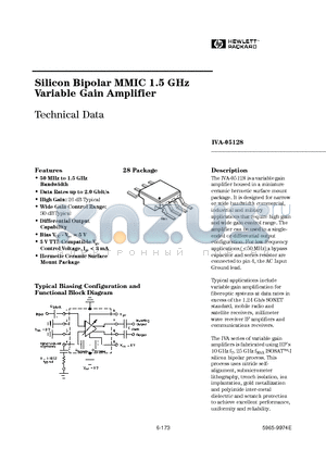 IVA-05128 datasheet - Silicon Bipolar MMIC 1.5 GHz Variable Gain Amplifier