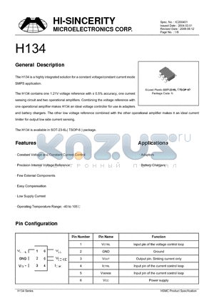 H134 datasheet - Constant Voltage and Constant Current Control