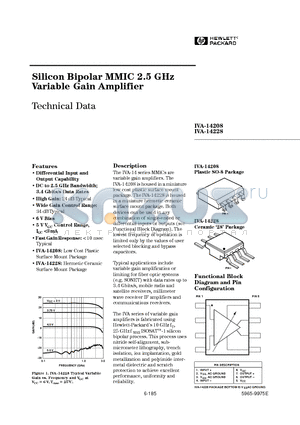 IVA-14208-TR1 datasheet - Silicon Bipolar MMIC 2.5 GHz Variable Gain Amplifier