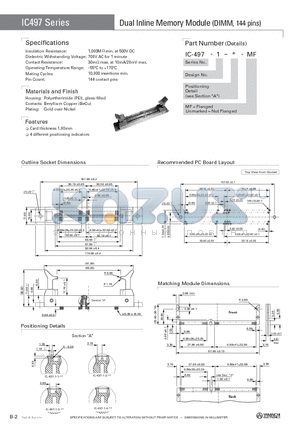 IC-497-1-2-MF datasheet - Dual InlineMemoryModule (DIMM, 144 pins)