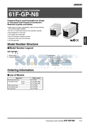 61F-GP-N8L4KM datasheet - Conductive Level Controller