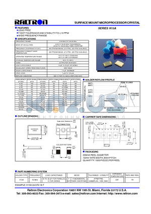 H13A32 datasheet - SURFACE MOUNT MICROPROCESSOR CRYSTAL
