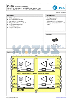 IC-BM datasheet - FOUR-CHANNEL FOUR-QUADRANT ANALOG MULTIPLIER