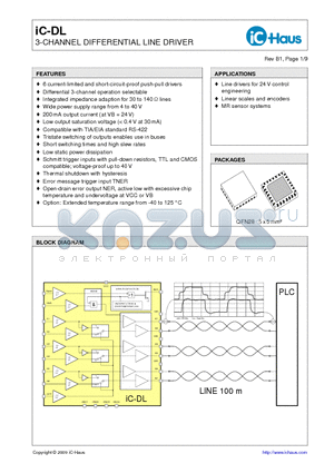 IC-DLQFN28 datasheet - 3-CHANNEL DIFFERENTIAL LINE DRIVER