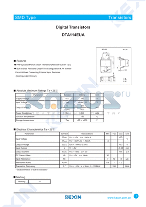 DTA114EUA datasheet - Digital Transistors