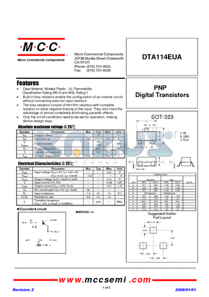 DTA114EUA datasheet - PNP Digital Transistors