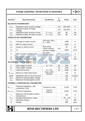 H1590CHXX datasheet - PHASE CONTROL THYRISTOR