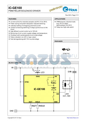 IC-GE100 datasheet - PWM RELAY/SOLENOID DRIVER