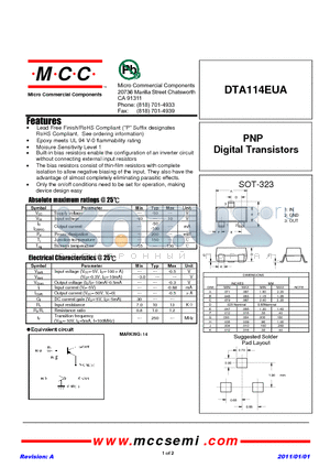 DTA114EUA_11 datasheet - PNP Digital Transistors