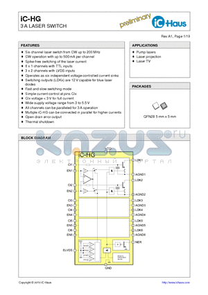 IC-HG datasheet - 3A LASER SWITCH