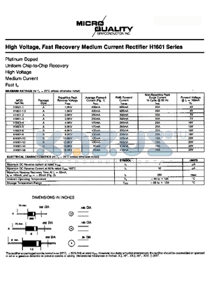 H1601-6 datasheet - High Voltage, Fast Recovery Medium Current Rectifier