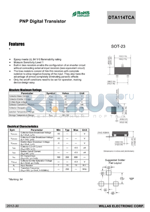 DTA114TCA datasheet - PNP Digital Transistor