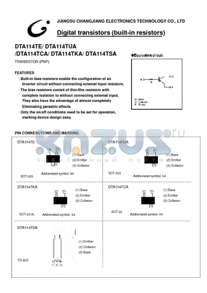 DTA114TE datasheet - Digital transistors (built-in resistors)