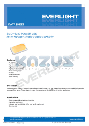62-217B datasheet - SMD MID POWER LED