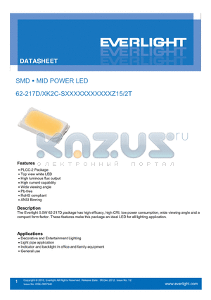 62-217D datasheet - SMD MID POWER LED