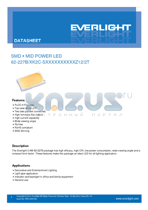 62-227B datasheet - SMD MID POWER LED