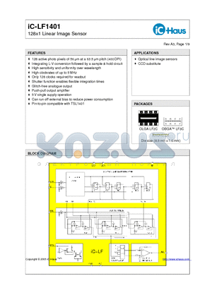 IC-LFCHIP datasheet - 128x1 Linear Image Sensor