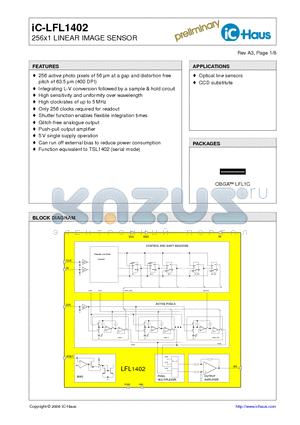 IC-LFL1402 datasheet - 256x1 LINEAR IMAGE SENSOR