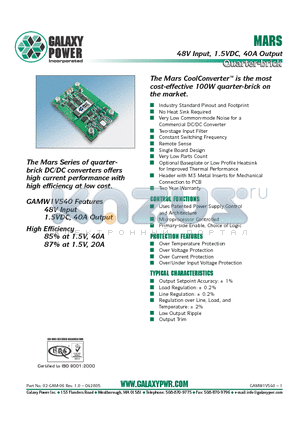 GAMW1V540TMT datasheet - 48V Input, 1.5VDC, 40A Output