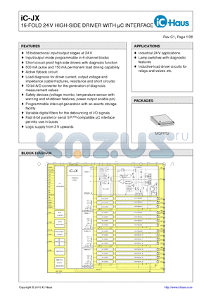 IC-JX datasheet - 16-FOLD 24 V HIGH-SIDE DRIVER WITH lC INTERFACE