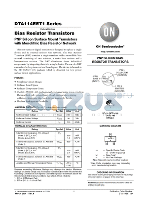 DTA114TET1 datasheet - Bias Resistor Transistors