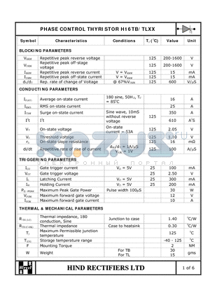 H16TB datasheet - PHASE CONTROL THYRISTOR