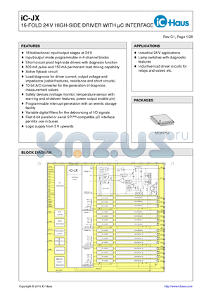 IC-JXEVALJX2D datasheet - 16-FOLD 24 V HIGH-SIDE DRIVER WITH lC INTERFACE