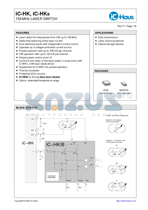 IC-HKBMSOP8 datasheet - 155MHz LASER SWITCH